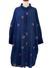 MONA LISA by Pure Fit - Shirt Dress - Textile Orbs Print - 263244-DB - DARK BLUE (C)