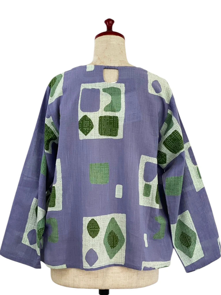 MONA LISA by Pure Fit - Circle Pocket Pullover - Retro Geometric Print - 263245P-PU - PURPLE (J)
