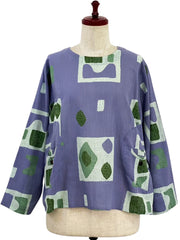 MONA LISA by Pure Fit - Circle Pocket Pullover - Retro Geometric Print - 263245P-PU - PURPLE (J)
