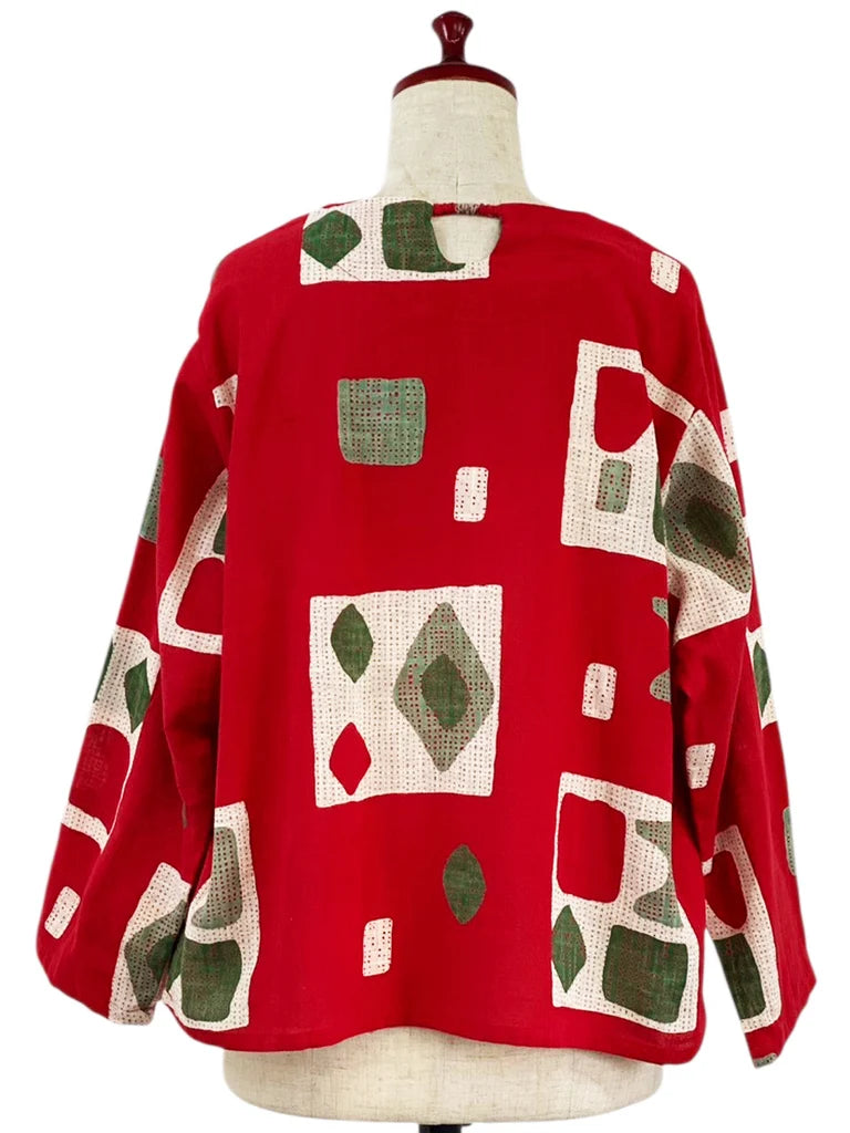 MONA LISA by Pure Fit - Circle Pocket Pullover - Retro Geometric Print - 263245P-RE - RED (E)