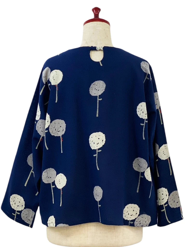 MONA LISA by Pure Fit - Circle Pocket Pullover - Dandelion Print - 263245S-DB - DARK BLUE (C)