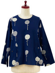 MONA LISA by Pure Fit - Circle Pocket Pullover - Dandelion Print - 263245S-DB - DARK BLUE (C)