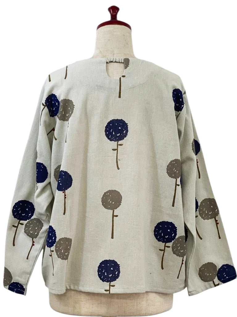 MONA LISA by Pure Fit - Circle Pocket Pullover - Dandelion Print - 263245S-LG - LIGHT GREY (B)