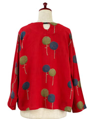MONA LISA by Pure Fit - Circle Pocket Pullover - Dandelion Print - 263245S-RE - RED (E)