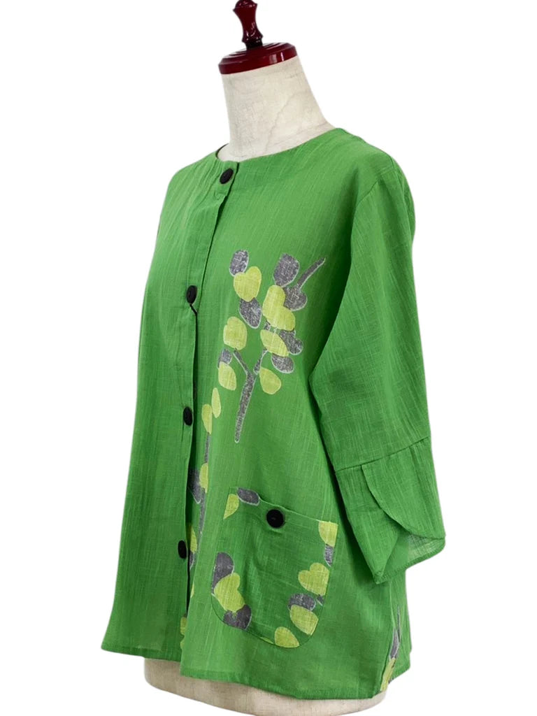 MONA LISA by Pure Fit - Flare Crop Jacket - Eucalyptus Print - 263344-GE - GREEN (H)