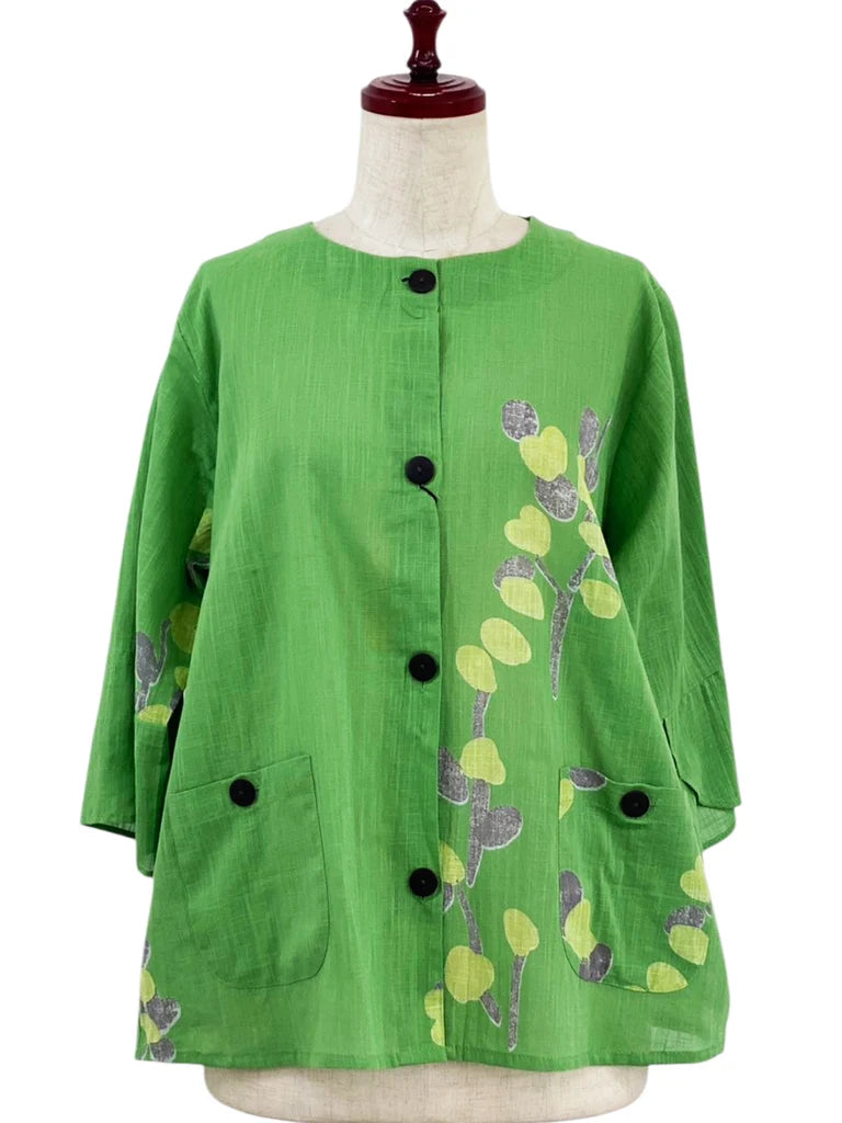 MONA LISA by Pure Fit - Flare Crop Jacket - Eucalyptus Print - 263344-GE - GREEN (H)