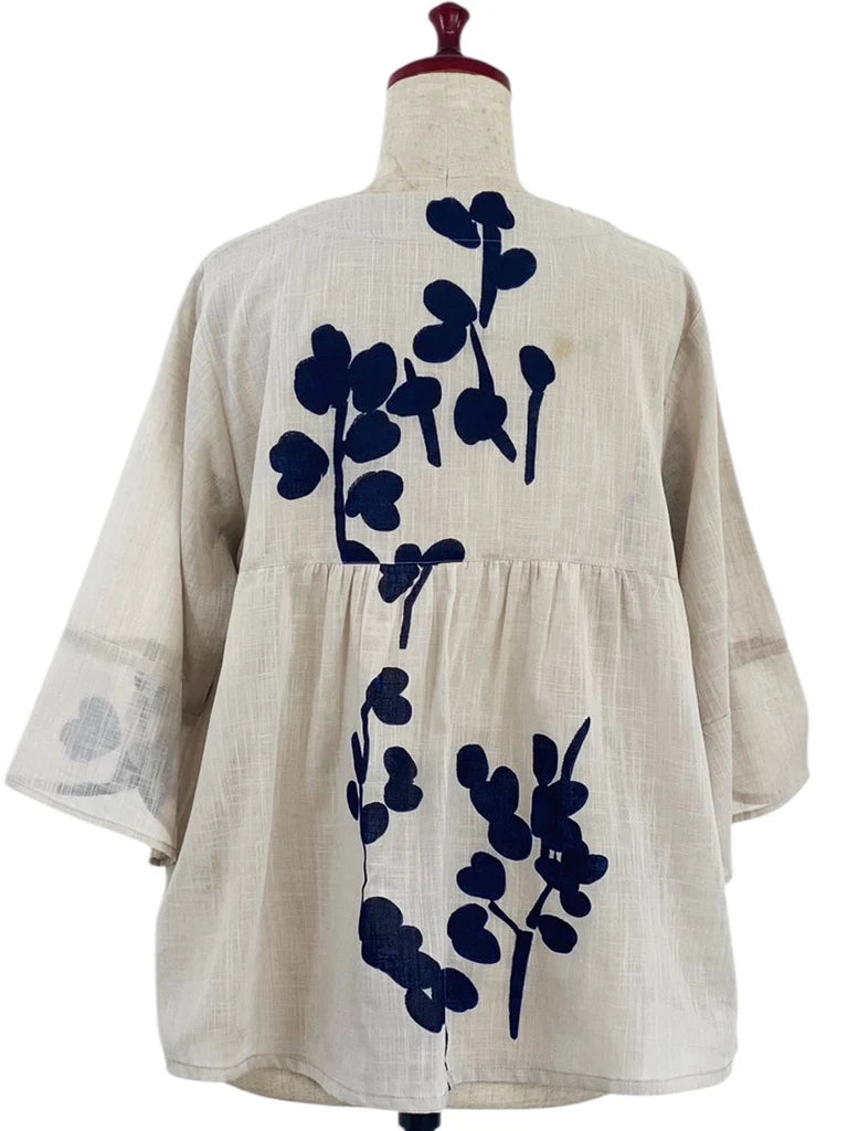 MONA LISA by Pure Fit - Flare Crop Jacket - Eucalyptus Print - 263344-LG - LIGHT GREY (B)