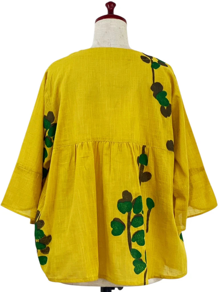 MONA LISA by Pure Fit - Flare Crop Jacket - Eucalyptus Print - 263344-MU - MUSTARD (F)