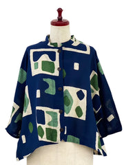 MONA LISA by Pure Fit - Crop Jacket - Retro Geometric Print - 263357-1-DB - DARK BLUE (C)
