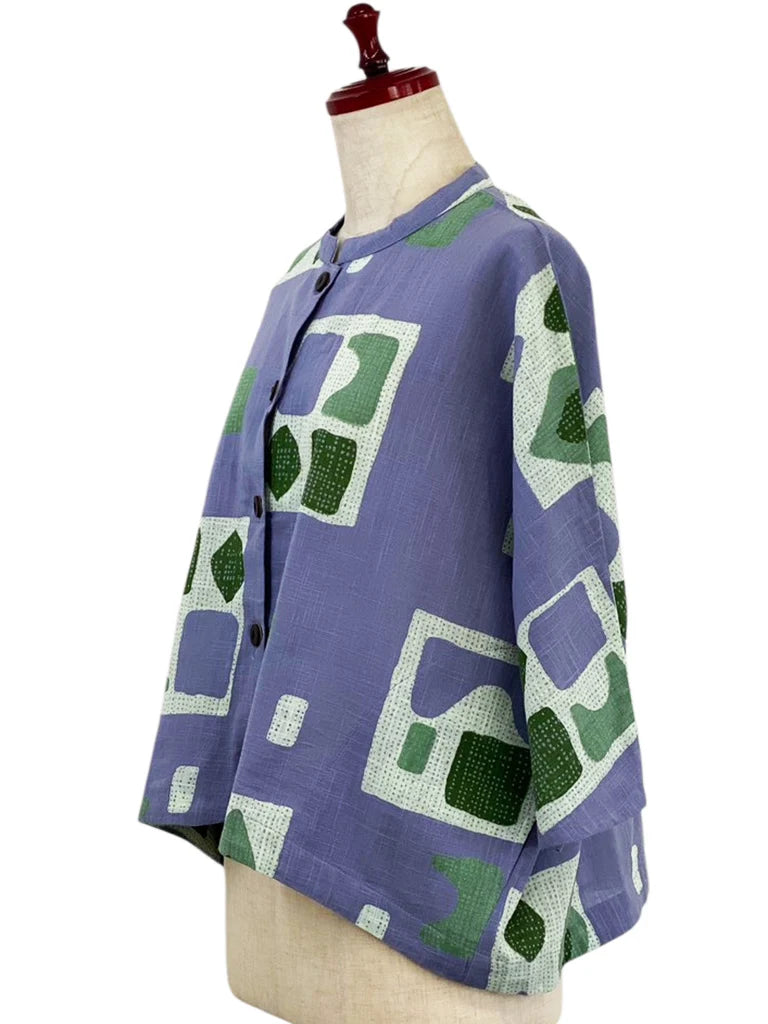 MONA LISA by Pure Fit - Crop Jacket - Retro Geometric Print - 263357-1-PU - PURPLE (J)