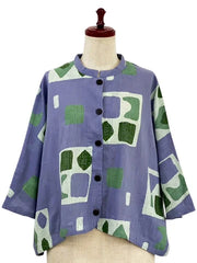 MONA LISA by Pure Fit - Crop Jacket - Retro Geometric Print - 263357-1-PU - PURPLE (J)