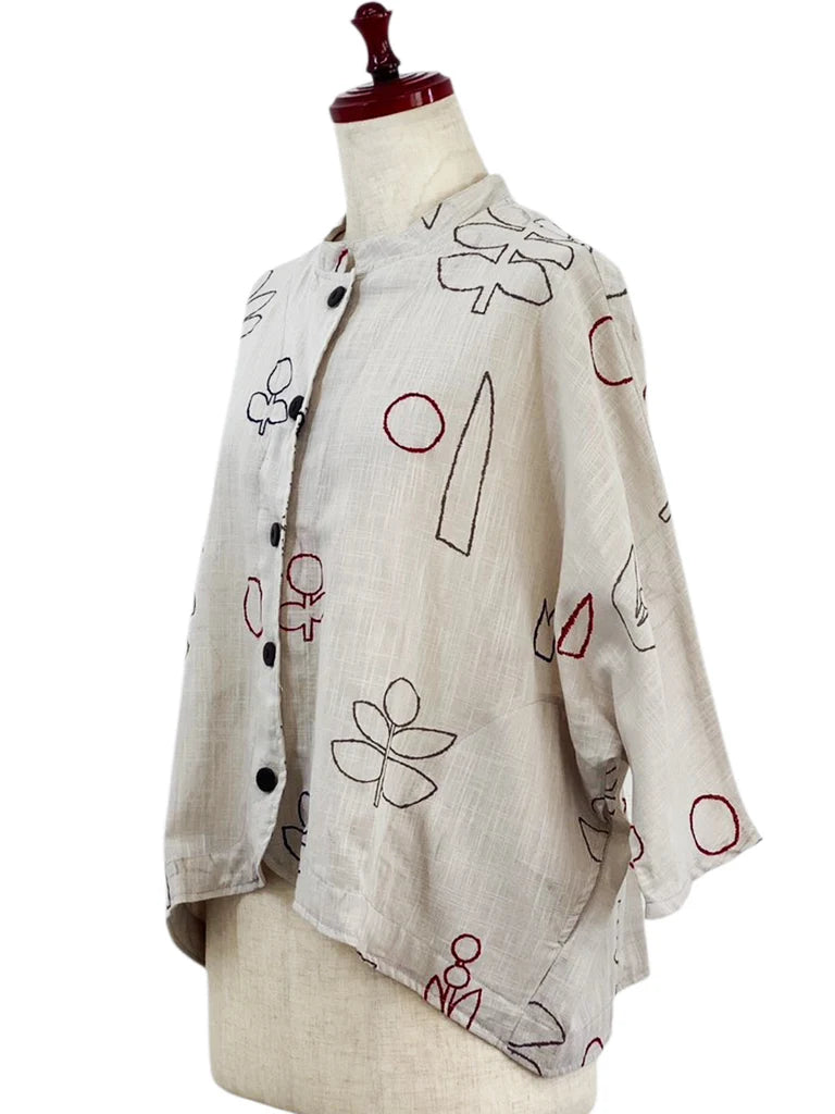 MONA LISA by Pure Fit - Crop Jacket - Garden Print - 263357-2-NT - NATURAL (G)