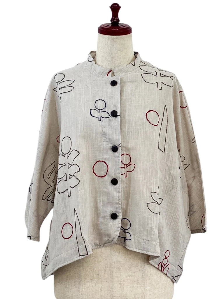 MONA LISA by Pure Fit - Crop Jacket - Garden Print - 263357-2-NT - NATURAL (G)