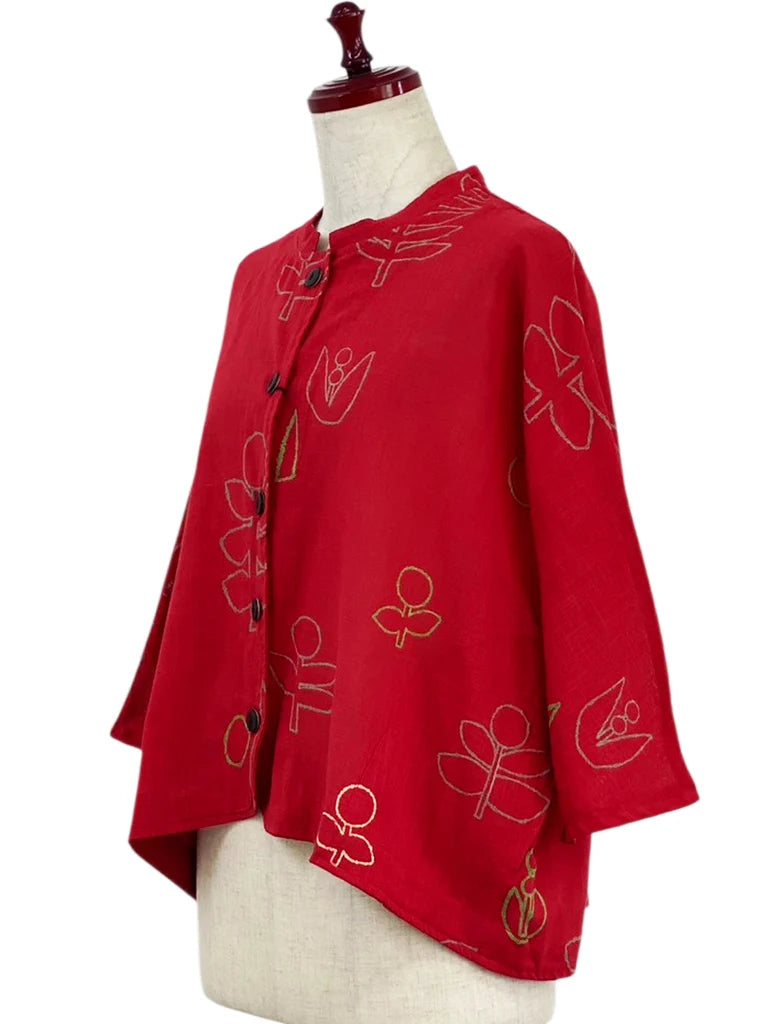 MONA LISA by Pure Fit - Crop Jacket - Garden Print - 263357-2-RE - RED (E)