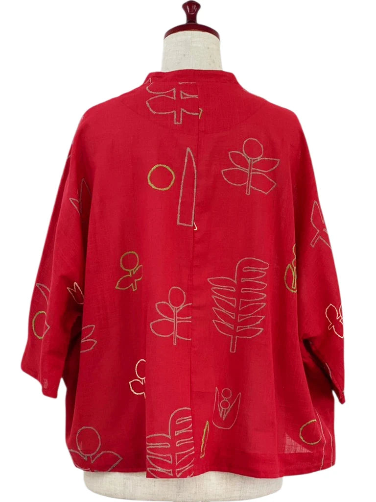 MONA LISA by Pure Fit - Crop Jacket - Garden Print - 263357-2-RE - RED (E)