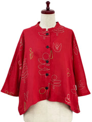 MONA LISA by Pure Fit - Crop Jacket - Garden Print - 263357-2-RE - RED (E)
