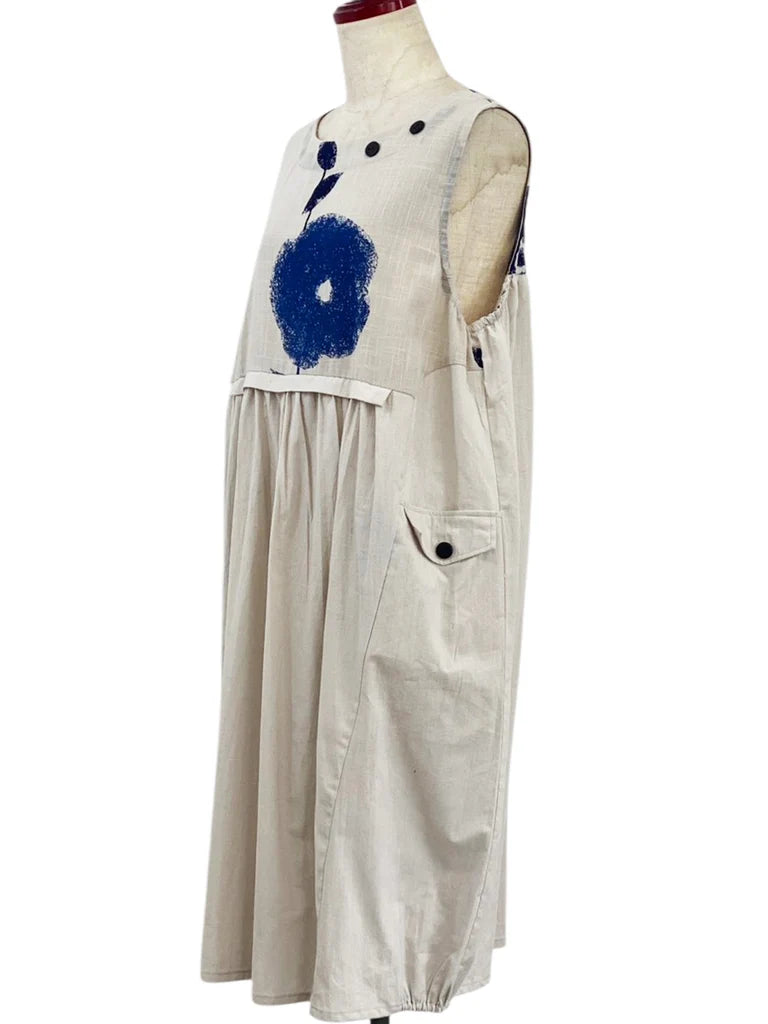 MONA LISA by Pure Fit - Panel Pleated Jumper - Solid/Blossom Print - 263359-LG - LIGHT GREY (B)
