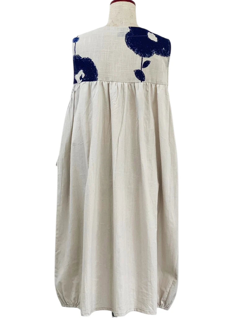 MONA LISA by Pure Fit - Panel Pleated Jumper - Solid/Blossom Print - 263359-LG - LIGHT GREY (B)