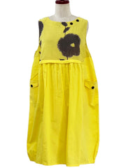 MONA LISA by Pure Fit - Panel Pleated Jumper - Solid/Blossom Print - 263359-MU - MUSTARD (F)
