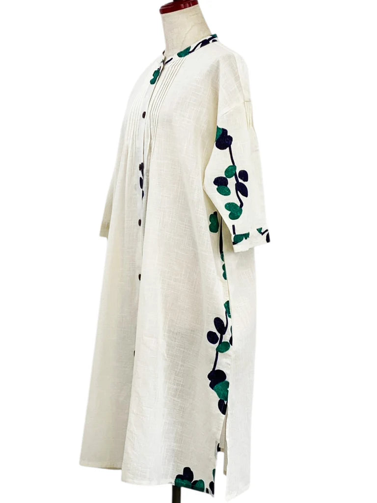 MONA LISA by Pure Fit - Pintuck Button Front Dress - Eucalyptus Print - 263361-NT - NATURAL (G)