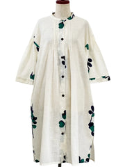 MONA LISA by Pure Fit - Pintuck Button Front Dress - Eucalyptus Print - 263361-NT - NATURAL (G)