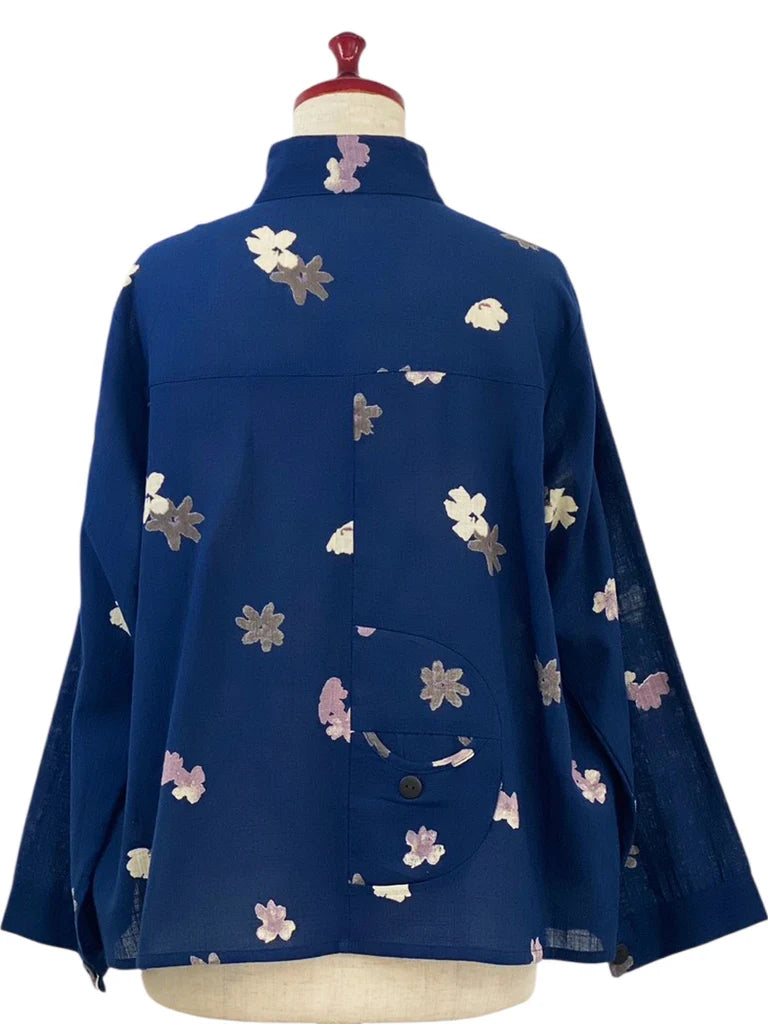 MONA LISA by Pure Fit - Circle Pocket Jacket - Sakura Print - 263370-DB -  DARK BLUE (C)