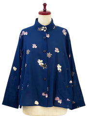 MONA LISA by Pure Fit - Circle Pocket Jacket - Sakura Print - 263370-DB -  DARK BLUE (C)