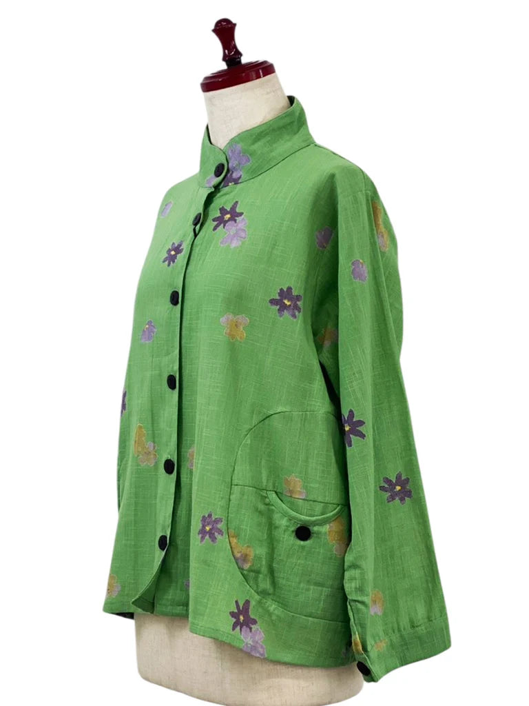 MONA LISA by Pure Fit - Circle Pocket Jacket - Sakura Print - 263370-GE - GREEN (H)