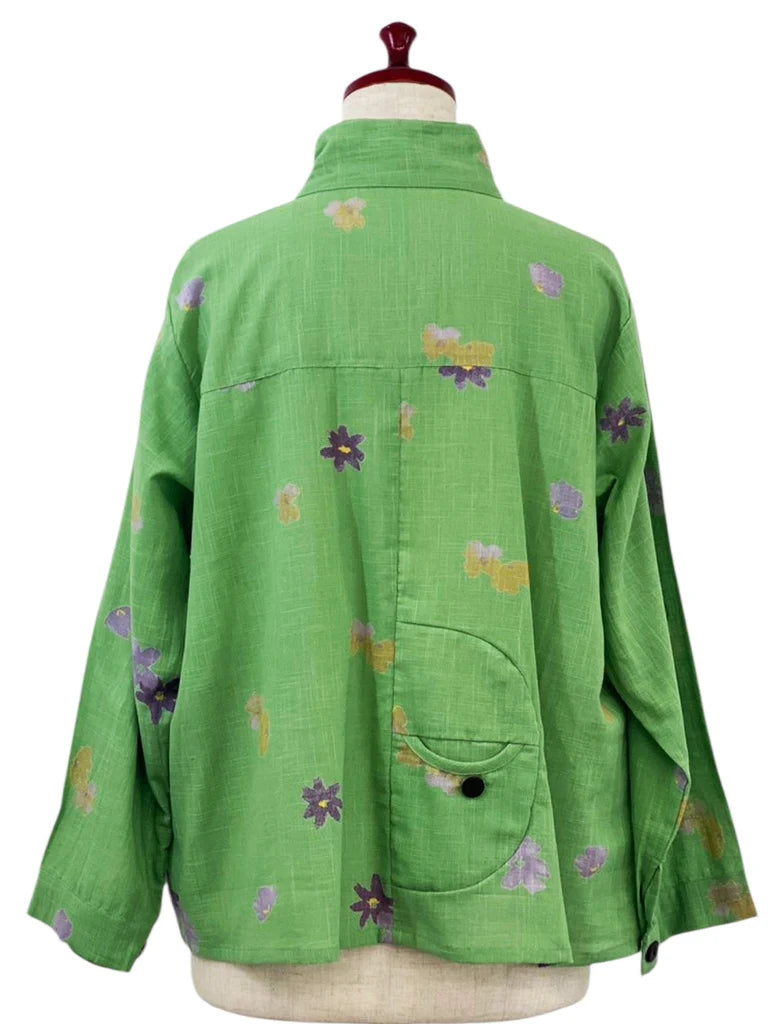 MONA LISA by Pure Fit - Circle Pocket Jacket - Sakura Print - 263370-GE - GREEN (H)