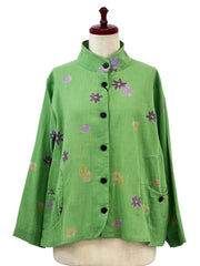 MONA LISA by Pure Fit - Circle Pocket Jacket - Sakura Print - 263370-GE - GREEN (H)