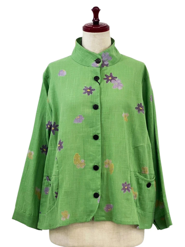 MONA LISA by Pure Fit - Circle Pocket Jacket - Sakura Print - 263370-GE - GREEN (H)