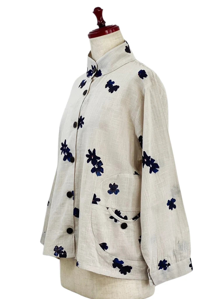 MONA LISA by Pure Fit - Circle Pocket Jacket - Sakura Print - 263370-LG - LIGHT GREY (B)