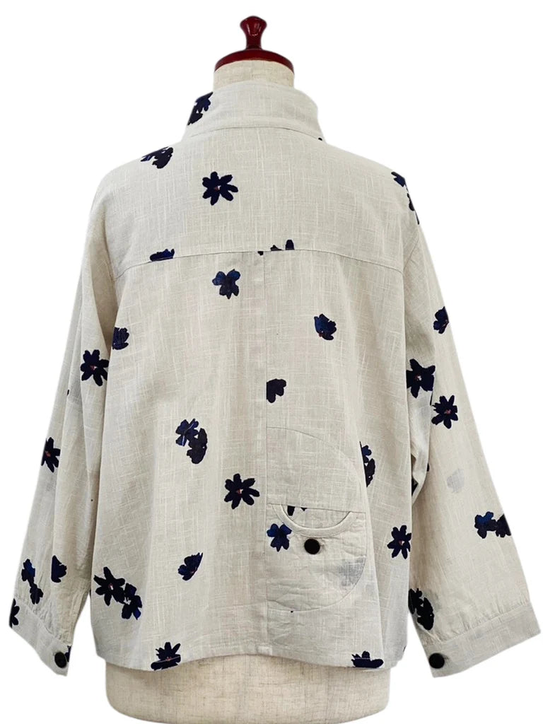 MONA LISA by Pure Fit - Circle Pocket Jacket - Sakura Print - 263370-LG - LIGHT GREY (B)