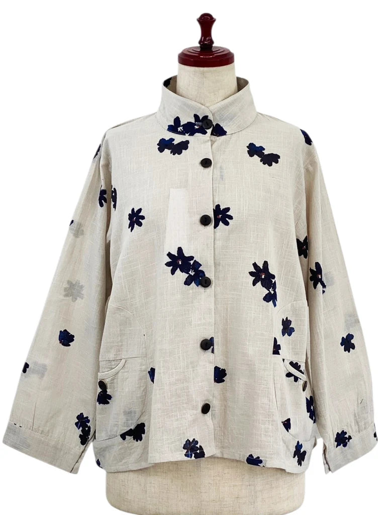 MONA LISA by Pure Fit - Circle Pocket Jacket - Sakura Print - 263370-LG - LIGHT GREY (B)
