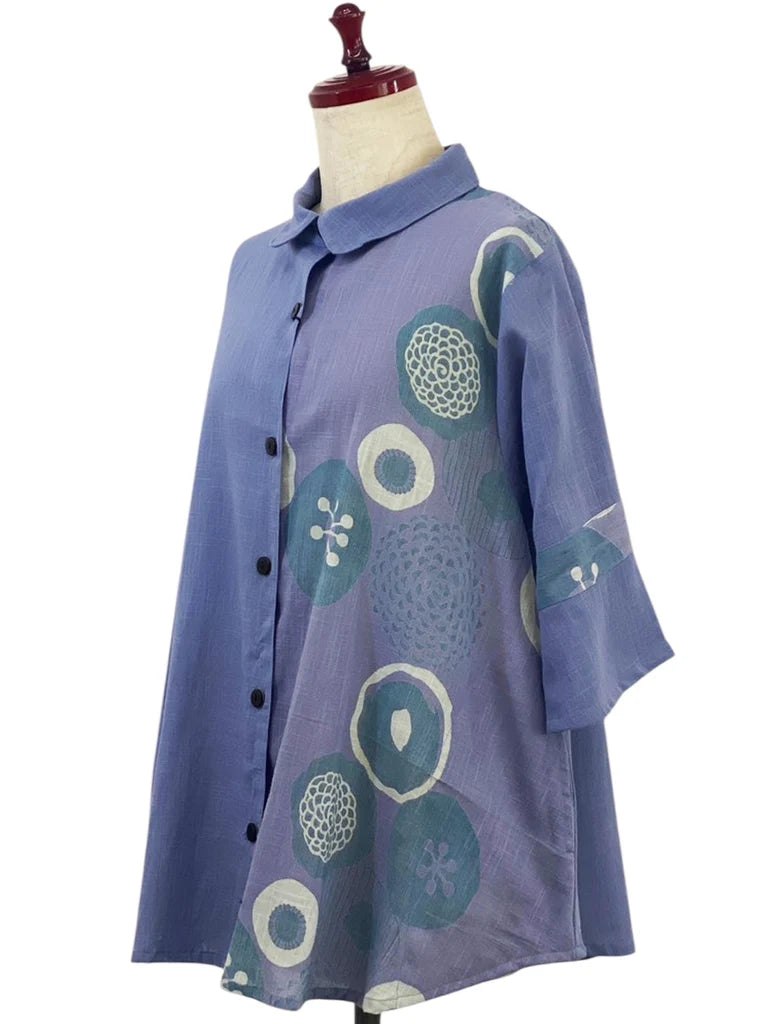 MONA LISA by Pure Fit - Slit Back Panel Jacket - Solid/Kiku Pop Print - 263371-PU - PURPLE (J)