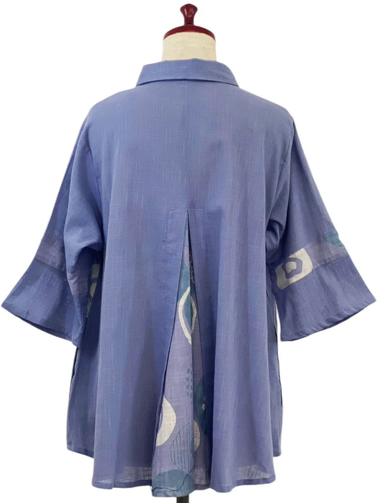 MONA LISA by Pure Fit - Slit Back Panel Jacket - Solid/Kiku Pop Print - 263371-PU - PURPLE (J)