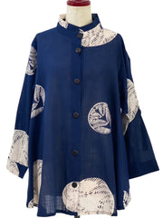 MONA LISA by Pure Fit - Tab Sleeve Jacket - Fern Circle Print - 263404-DB - DARK BLUE (C)