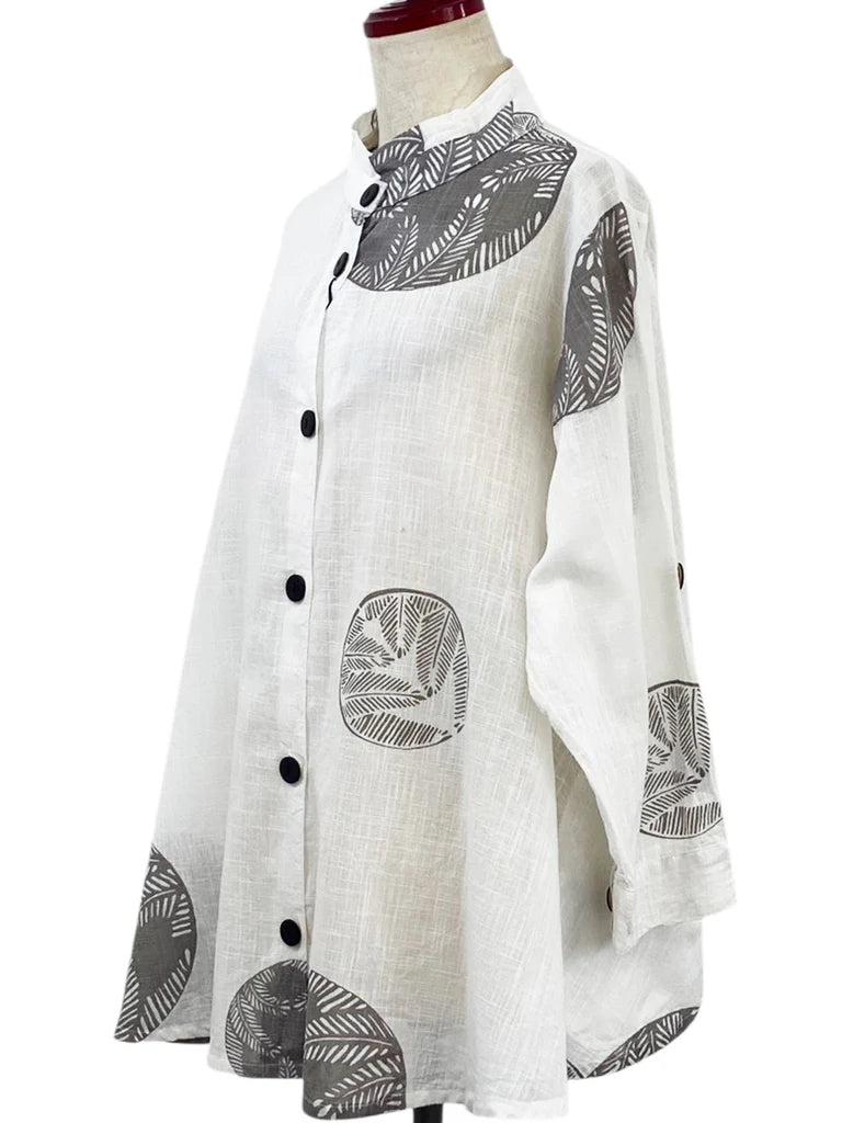 MONA LISA by Pure Fit - Tab Sleeve Jacket - Fern Circle Print - 263404-NT - NATURAL (G)