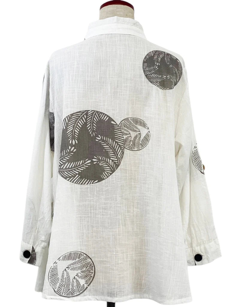MONA LISA by Pure Fit - Tab Sleeve Jacket - Fern Circle Print - 263404-NT - NATURAL (G)