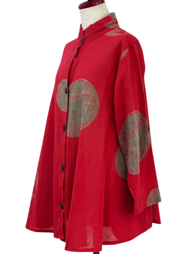 MONA LISA by Pure Fit - Tab Sleeve Jacket - Fern Circle Print - 263404-RE - RED (E)