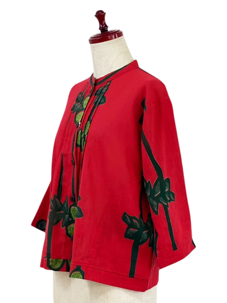 MONA LISA by Pure Fit - Pintuck Crop Jacket - Tsutsugaki Print - 263407-RE - RED (E)