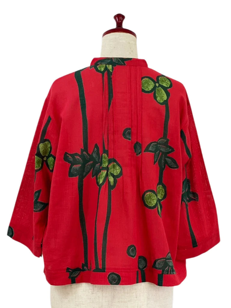 MONA LISA by Pure Fit - Pintuck Crop Jacket - Tsutsugaki Print - 263407-RE - RED (E)