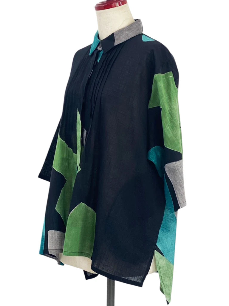 MONA LISA by Pure Fit - Pintuck Jacket - Art Print - 263409-BK - BLACK (A)