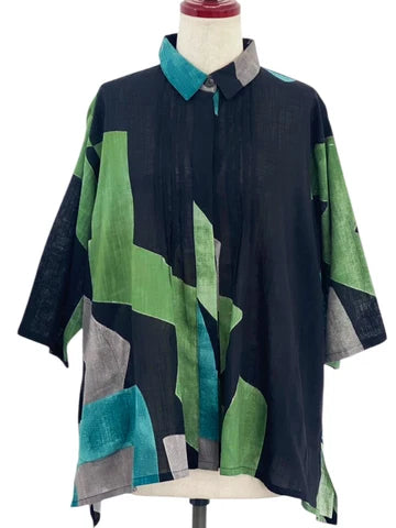 MONA LISA by Pure Fit - Pintuck Jacket - Art Print - 263409-BK - BLACK (A)