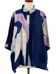 MONA LISA by Pure Fit - Pintuck Jacket - Art Print - 263409-DB - DARK BLUE (C)