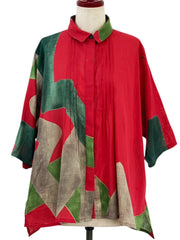 MONA LISA by Pure Fit - Pintuck Jacket - Art Print - 263409-RE - RED (E)