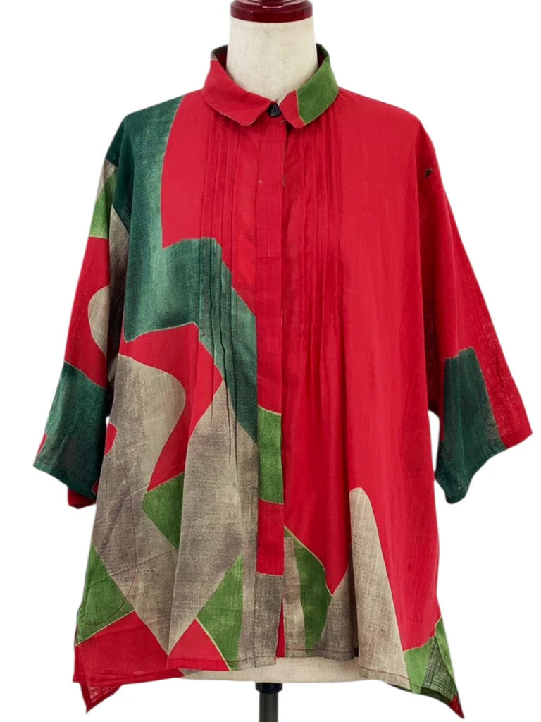 MONA LISA by Pure Fit - Pintuck Jacket - Art Print - 263409-RE - RED (E)
