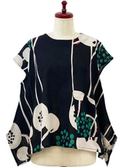 MONA LISA by Pure Fit - A-Line Top - Abstract Floral Print - 263410-BK - BLACK (A)