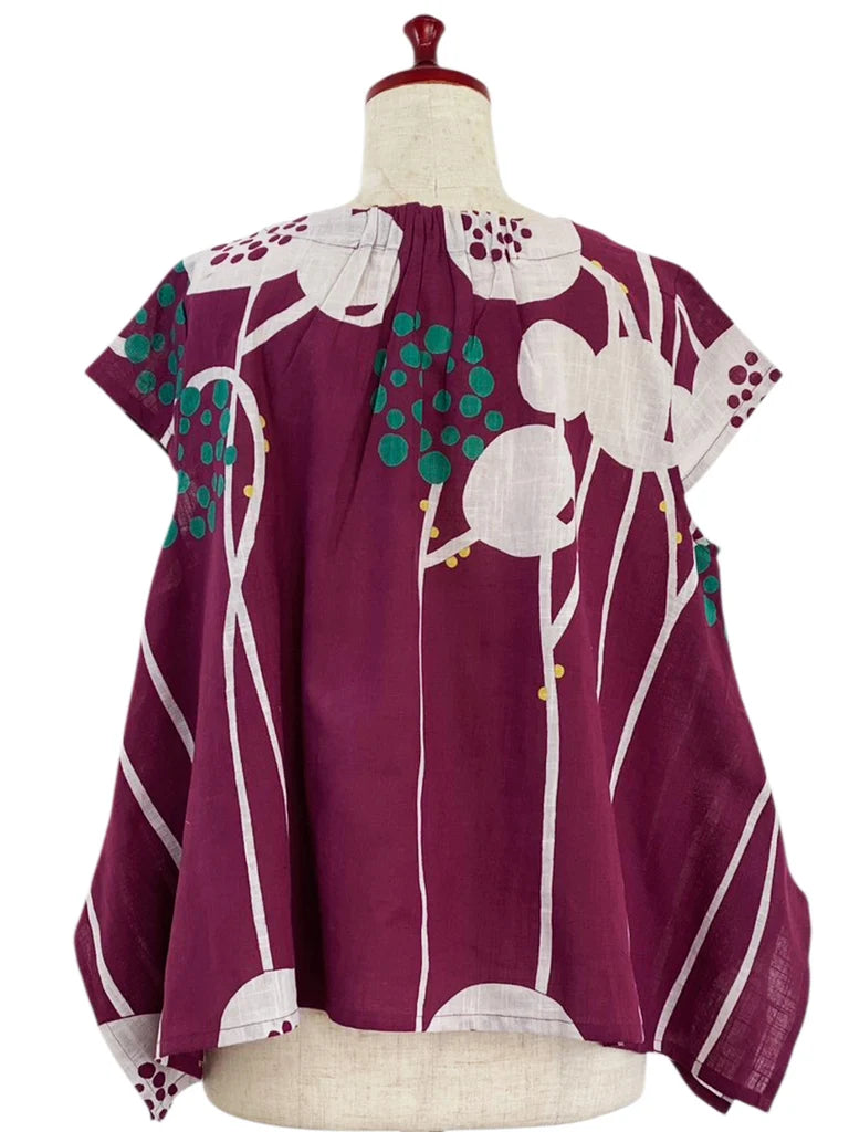 MONA LISA by Pure Fit - A-Line Top - Abstract Floral Print - 263410-PU - PURPLE (J)