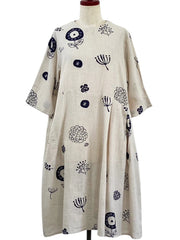 MONA LISA by Pure Fit - Smock Dress - Whimsical Print - 263417-GE - 263417-LG - LIGHT GREY (B)